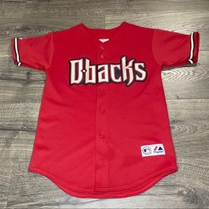 Majestic Sewn Red Arizona Diamondbacks Button Down Baseball Youth Jersey MadeUSA